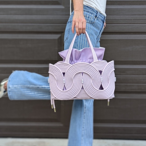 New Purple Handmade Rope Bag, Rope Shoulder Bag, Stylish Purse, Cotton Bag, Sust - Picture 7 of 8